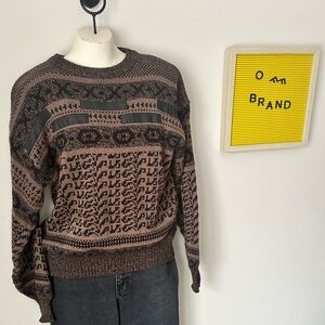 Men's Black and Brown Crewneck Sweater
